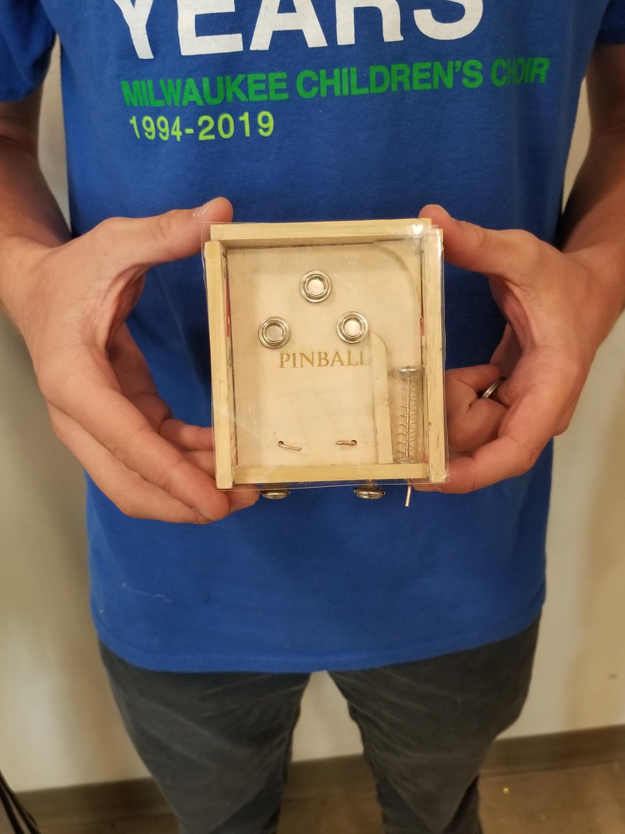 JulieMu81826295's tweet photo. Bags or pinball anyone? These future engineers are hard at work learning design process and putting their new shop skills to good use this week! Thanks Discovery Learning Center for hosting the Marquette Engineering Design Challenge Institute this week. #MUEngineering https://t.co/WFmO50vfCf
