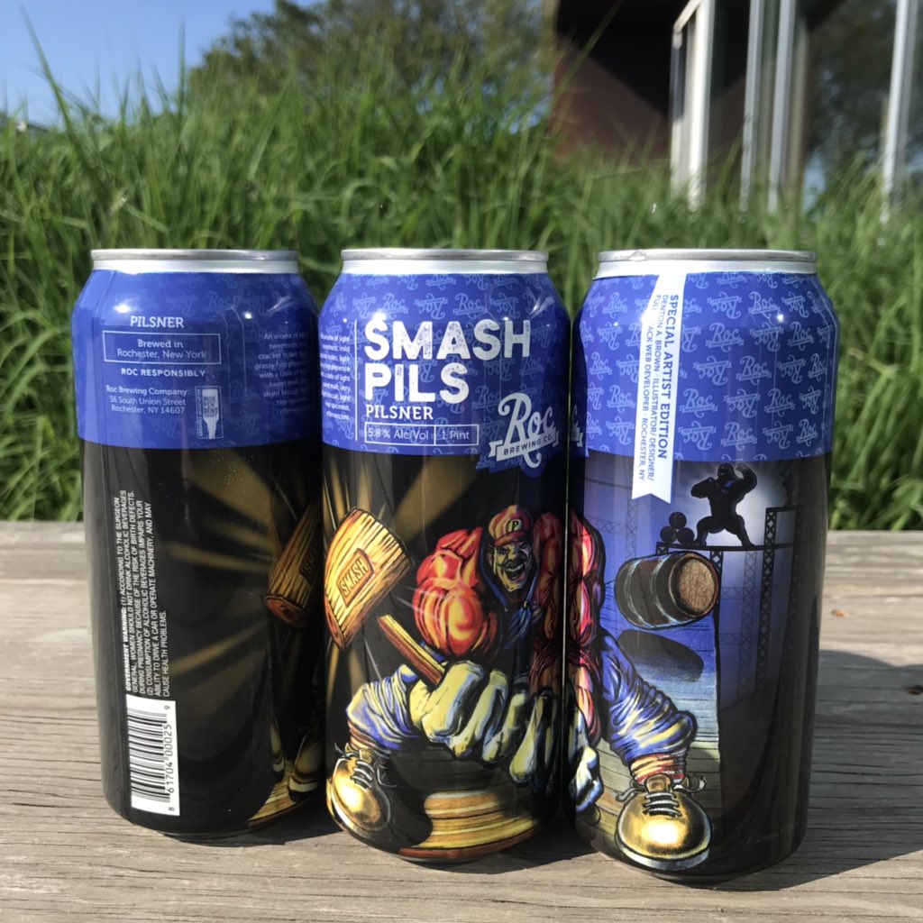 RocBrewingCo's tweet photo. ITβS HERE! πΊπ₯ππΌ Come grab our freshly canned Smash Pils, a Bohemian Pilsner with a light grassy hop presence and notes of sweet malt. #SmashPils #CanDrop #Brewery #DrinkLocal #CanArt #Roc #RochesterNY https://t.co/cJAFEyRxaV