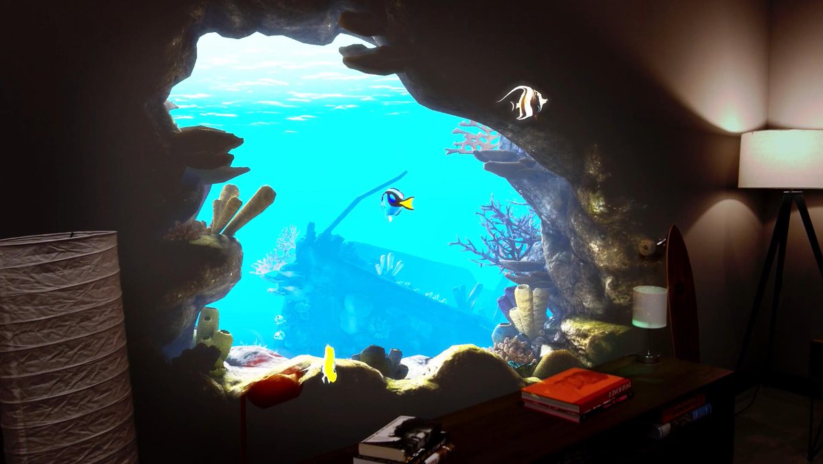 bjeaglefeather's tweet photo. VR Scout Our First Look At Magic Leap’s Experimental Spatial Computing AR Experience: Undersea turns your living room into a dynamically generated coral reef biome. Undersea, a new spatial… https://t.co/G05ODc8Dft #News #AKitesTale #Disney #DrGrordbortsInvaders Via @VRScout https://t.co/6YtcgquvQr