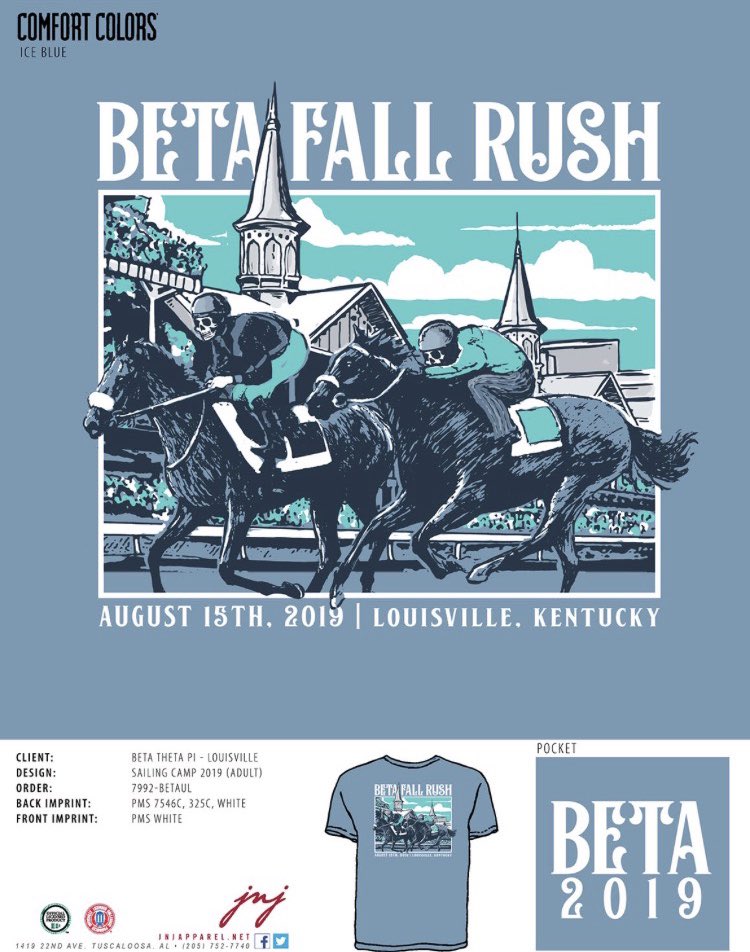Beta_Louisville's tweet photo. ‼️GIVEAWAY‼️ Our Fall ‘19 Rush shirts are in! We will be giving away 2 FREE shirts to the lucky winners. Just give this tweet a retweet for a chance to win. Good luck! https://t.co/lC8rjgLMnp