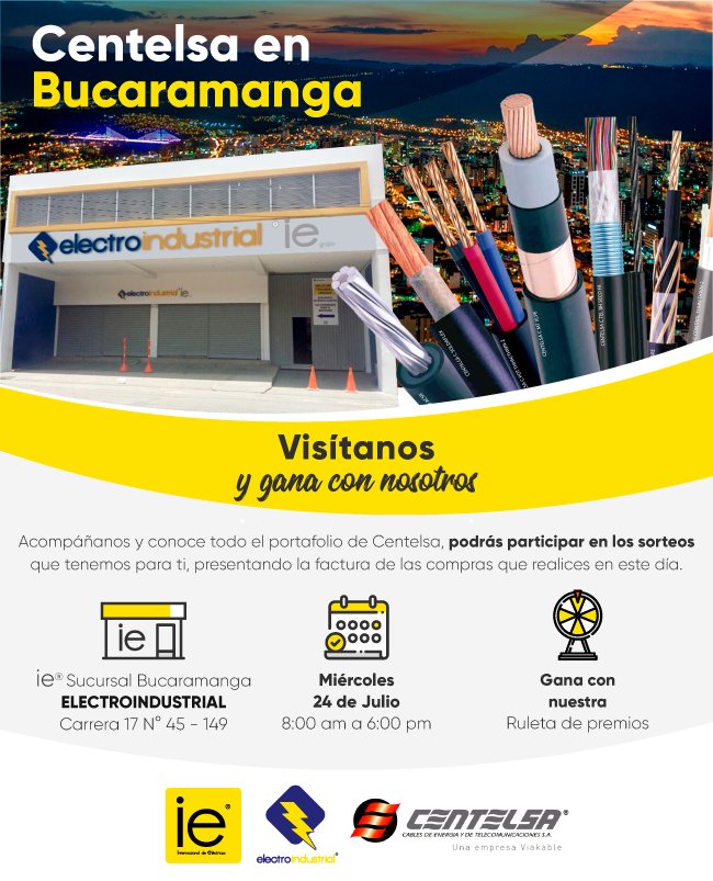 ie_grupo's tweet photo. Te esperamos este miércoles 24 de julio en nuestra sucursal de #Bucaramanga, 🤩 ¡Visítanos y gana! 🎉 No solo podrás conocer el portafolio de nuestro gran aliado #CENTELSA además estarás participando en sorteos que tenemos para ti. 👏🏼😃 https://t.co/CzPwfYZYqH