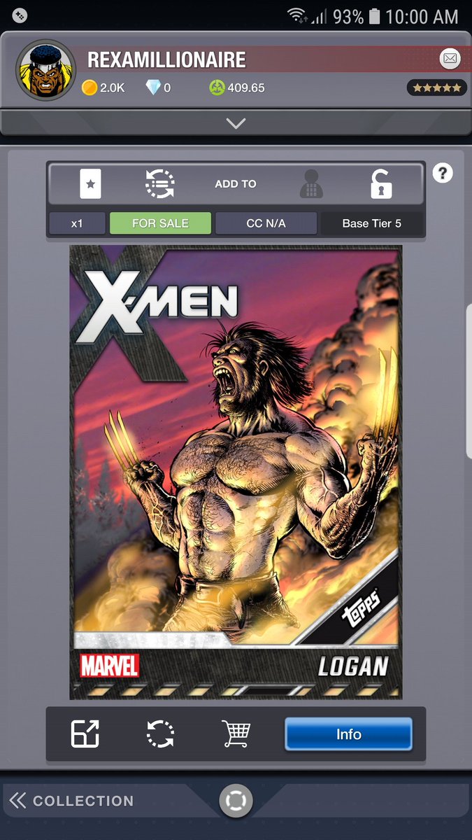 RexThompson2's tweet photo. @ToppsMARVEL @Avengers Username: Rexamillionaire

I'm currently reading through the Old Man Logan comic series on @MarvelUnlimited which is so good I'm going to have to go with Logan/Wolverine as my favourite Avenger. https://t.co/vfT75ilz8q