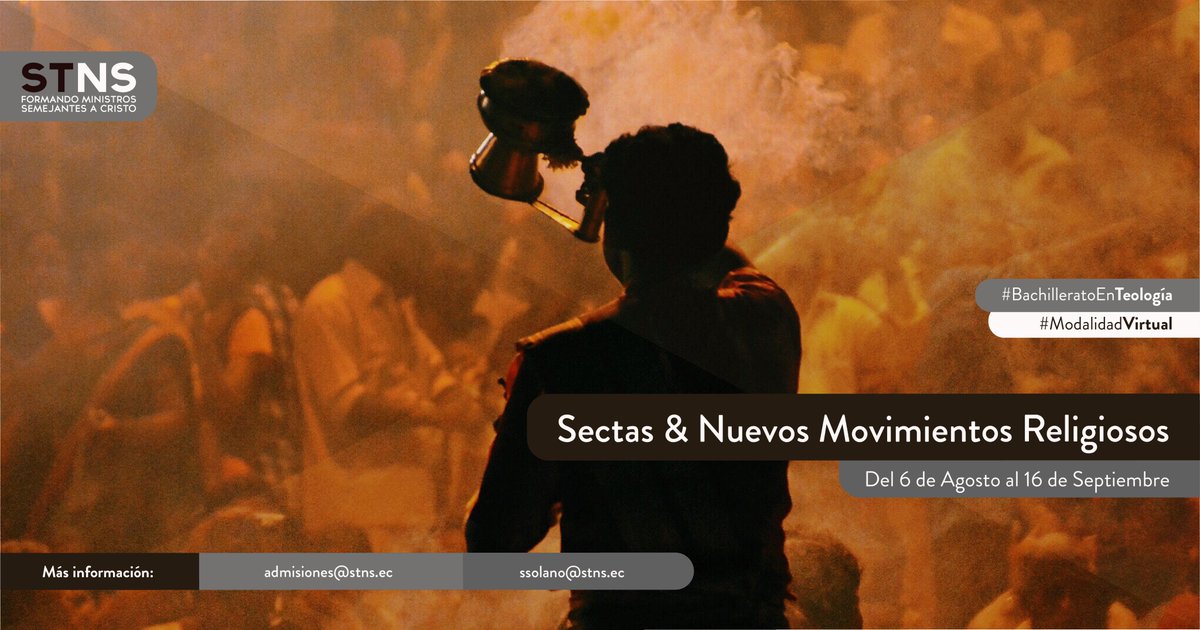 En un mundo tan controversial, conocer y entender los diferentes movimientos ideológicos es MUY IMPORTANTE

INSCRIPCIONES ABIERTAS... #BachilleraroEnTeología #ModalidadVirtual #STNS #Seminaristas

Más info:
Correo: admisiones@stns.ec
Teléf.: (+593) 022 485 785