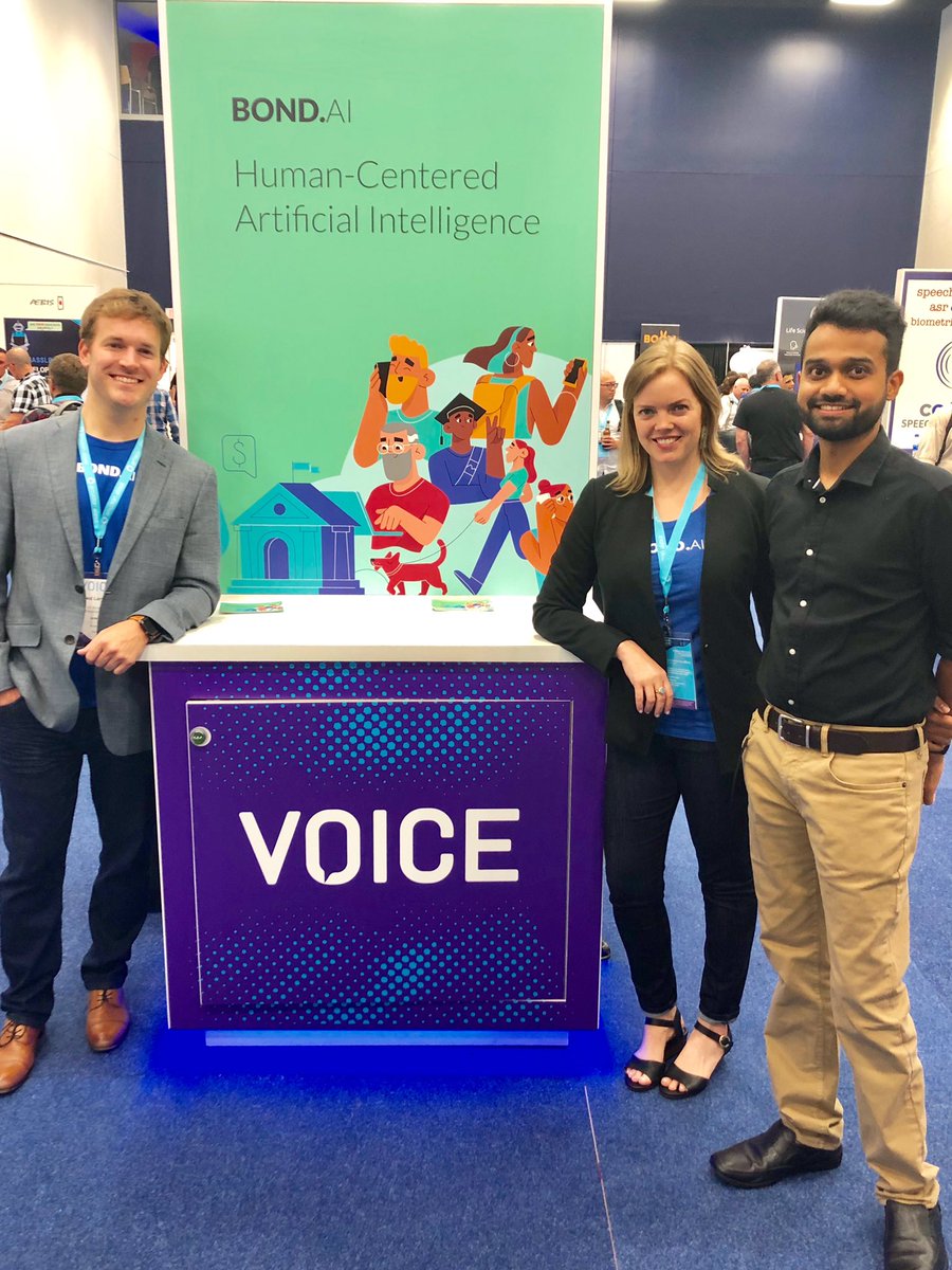 BondDotAi's tweet photo. Day one of #VOICE19 was inspiring. Gearing up for our keynote tomorrow on how empathetic #voicetech can recalibrate society.

Join us at 2:30 tomorrow at WEC main stage. 

@Uday_Akkaraju @StephRMatthews @LandrumJ19 

#VoiceFirst #Fintech #EmpathyEngine #banking https://t.co/nislrYDNwk