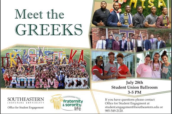 <a href="/SoutheasternFSL/">Southeastern Greeks</a> please share this photo! Meet the Greeks is this Sunday! I’ve been told my Ms. Marjorie Parker - Interim Director of the Office for Student Engagement that the chapter who shares this photo the most will win a nice prize! #Meetthegreeks #LionUp