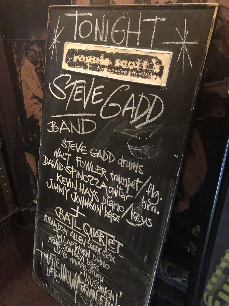 drums_tbl's tweet photo. What a fantastic night ! Steve Gadd band @officialronnies amazing ! #drummer #drummers #musician #amazing #groovin #funky #london #uk @DrSteveGadd #yamahadrums #food #cocktails https://t.co/vJJMQ4YIqU