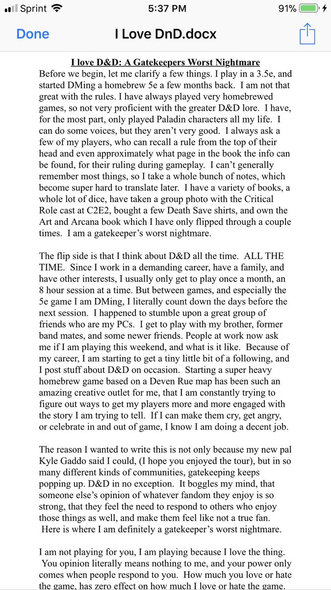 Mike_Haracz's tweet photo. So a little while ago I wrote an article (that isn’t going to be published) about why I love @Wizards_DnD, why I posted my #DnDSelfie and why I am a #DnD gatekeepers worst nightmare.

Please enjoy. #NotProofRead #DnD5e #Critters https://t.co/gM5l3gMAYB