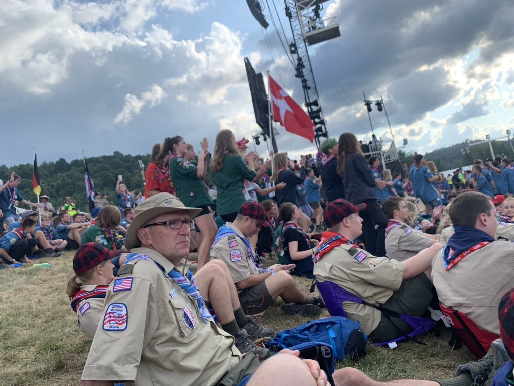 WorkingMyTicket's tweet photo. Ready for the @2019_wsj opening show at the @BechtelSummit stadium.  Another great world scouting experience has begun. #ScoutForLife #ScoutJamboree #BePrepared https://t.co/RanasvGKeR