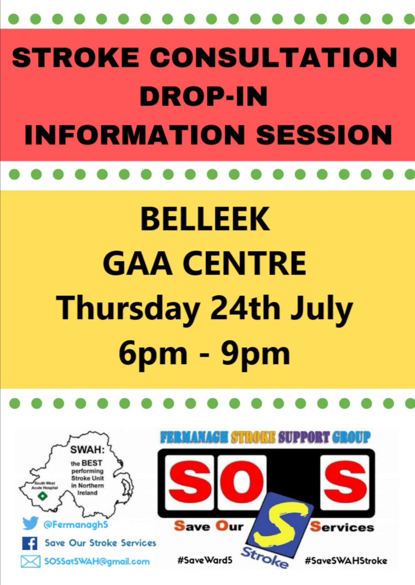 FermanaghS's tweet image. Please RT! Heads up #Belleek &amp;amp; #Cooneen / #Coonian - we're with you Wednesday! Great day today in #Omagh - thanks to all who are taking part to #SaveSWAHStroke #SaveWard5 ✊