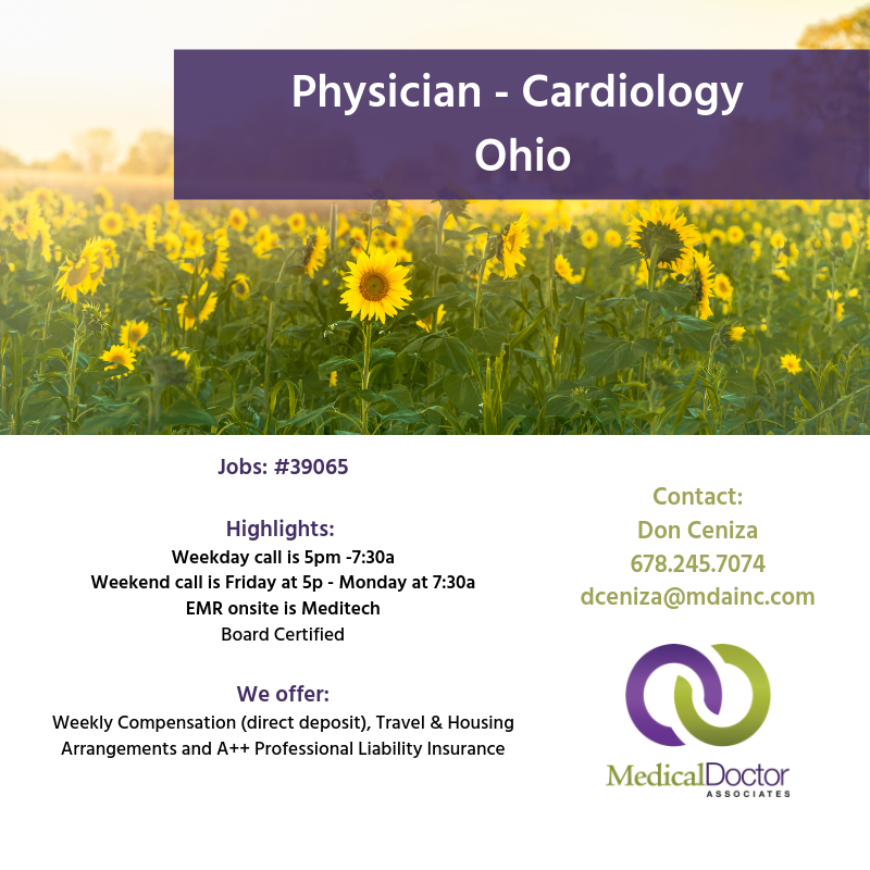 MDAstaffing's tweet photo. We have a great Physician opportunity in Ohio. To learn more, check out the job listing here: https://t.co/6YiooRzeam or contact Don today! #recruitment #cardiology #physician #ohio https://t.co/azrmJWFdVB