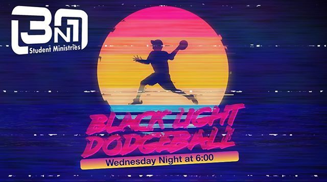 3N1Ministries's tweet photo. The black lights will be out Wednesday night! Join us for worship, a short Bible study, and dodgeball! https://t.co/KklxZ4FKeF https://t.co/bT1QWdm16b