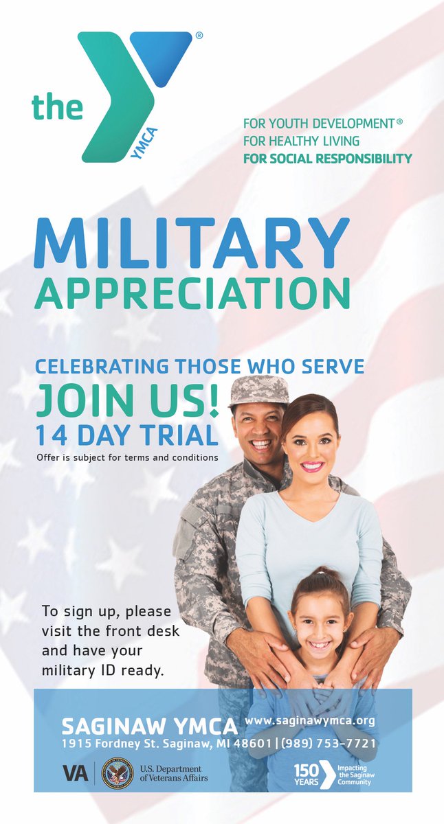 thedesignintelx's tweet photo. YMCA Military Appreciation Flyer! Celebrating those who serve us. 

Disclaimer: “for promotional use only”.

#SaginawYMCA #YMCA #GraphicDesign #GraphicDesigner #thedesignintellectuals #DesignIntellectuals #FlyerDesign #Marketing #Advertisement #MilitaryAppreciation #USA https://t.co/BXFKuBJiss