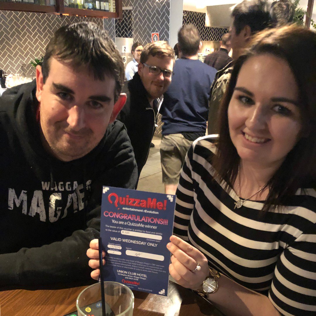 UnionClubHotel's tweet photo. The Wooden Spoons were last weeks winners, picking up the $100 Union Voucher, congrats team!

Quizzame is every Wednesday night, upstairs from 7.30pm!

Quizzame Australia @Quizzame 

#quizzame #handsonbuzzers #unionwagga #unionclubhotel #waggapubs #wagga #waggawagga #visitwagga https://t.co/nJqypJBlAQ