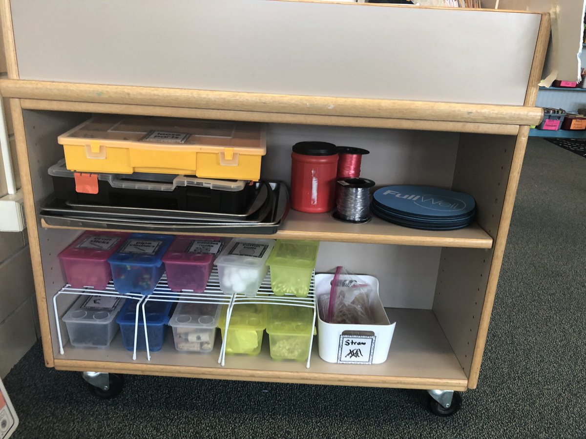 STEMphanieTime's tweet photo. My moveable #MakerSpace is coming along nicely. Just need to finish adding the rest of my labels made by @MsArtastic. My Makerspace sign was created by my last years students. @_makersmovement @Makerspaces_com @dailystem @MakerEduCollect @MakerEdOrg @make #recycling https://t.co/6sTCOYgtKD