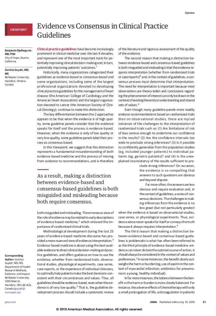 aequanimitasmd's tweet photo. #EBM #foamed #TipsForNewDocs #evidencemedicine As a result, making a distinction between evidence-based and consensus-based guidelines is both misguided and misleading because both require consensus. @JAMA_current https://t.co/6saCQCXhEA