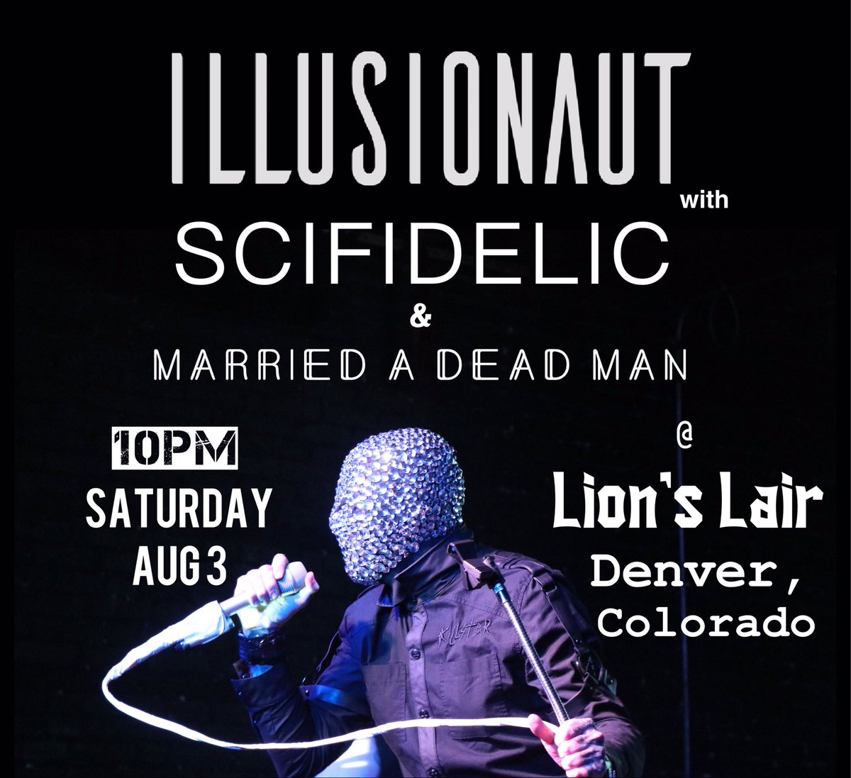 IllusionautBand's tweet photo. Next weekend we will be playing in Denver with Scifidelic and Married a Dead Man at Lion's Lair after the Denver  Villain Arts tattoo convention! You won’t want to miss it!! 💀👽🛸🧛🏻‍♂️
#lionslair #lionslairdenver #denvertattooconvention #villainartstattooconvention https://t.co/su89L9hIr5