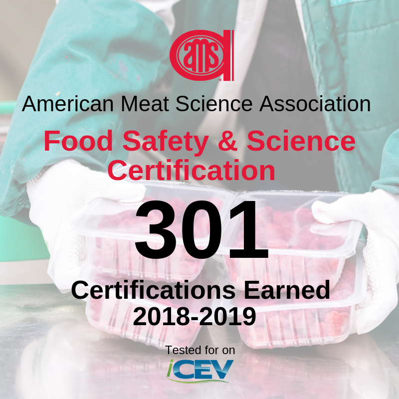 iCEVonline's tweet photo. Congratulations to those who earned the @MeatScience Food Safety & Science Certification! More than 14,000 individuals earned #industrycertifications this school year! #iCEVCertified https://t.co/0wkrVDQoG4