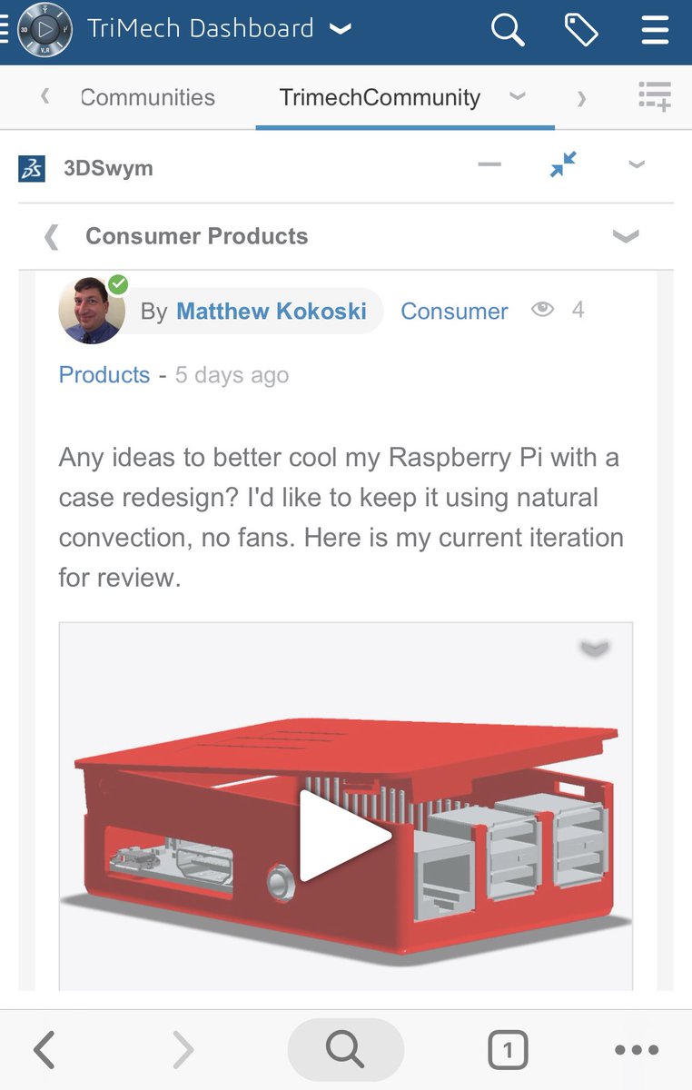 pittsburghcad's tweet image. Excited to use our #3DEXPERIENCE #SWYM community to gather ideas from our entire engineering staff on how to cool my #raspberrypi.  #engineering #design #solidworks #xDesign