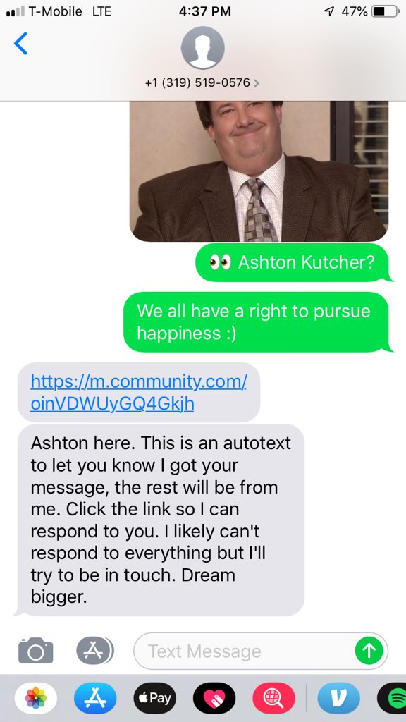 Ashton Kutcher op Whatsapp