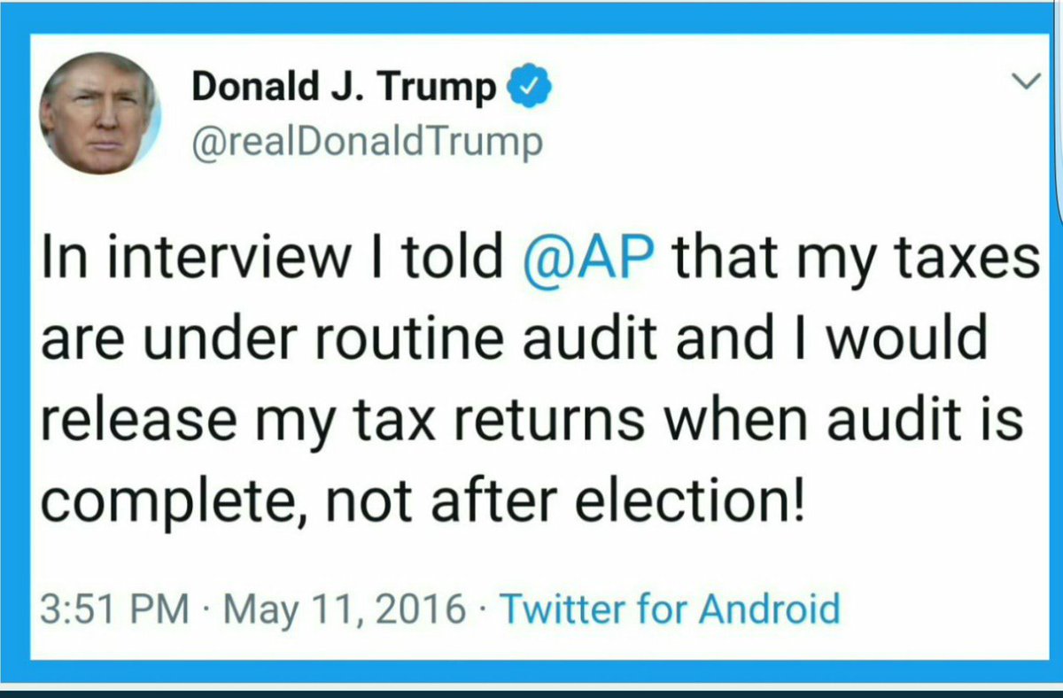 rhonda_harbison's tweet photo. @amyklobuchar https://t.co/SVrnPsEI7u
Peter Baker on Twitter: "Every president's taxes are audited ... https://t.co/DMcNxDrdfg