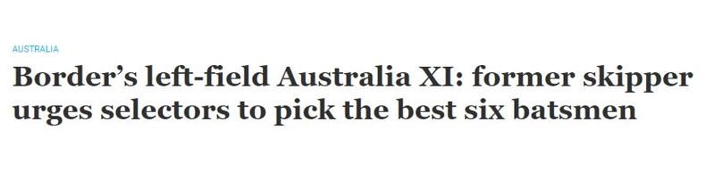PointNineFour's tweet image. What has happened to @CricketAus when picking the best six batsmen for the Ashes is deemed "left-field"?
#TheAshes
