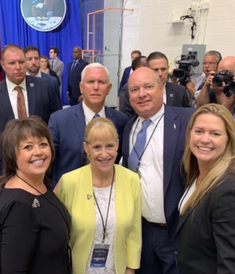 AR_STEM's tweet image. .@ArkansasEd Science Specialist .@pamcvaughan joined VP Mike Pence &amp;amp; her National Space Council Users’ Advisor Group colleagues for a Celebration of the 50th Anniversary of the Apollo 11 Moon Landing at .@ExploreSpaceKSC 
spacenews.com/nasa-announces…