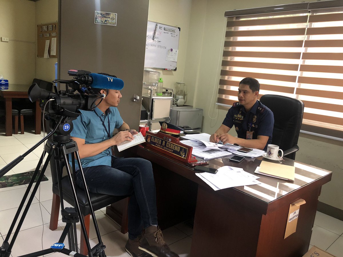 PLTCOL ELMER CERENO, PNP AKG, Chief PIO was interwied by Agence France-Presse Foreign Correspandents Association of the Philippines (FOCAP) Mr Ron Ron Lopez regarding Casino related Kidnapping Cases involving Chinese Nationals.