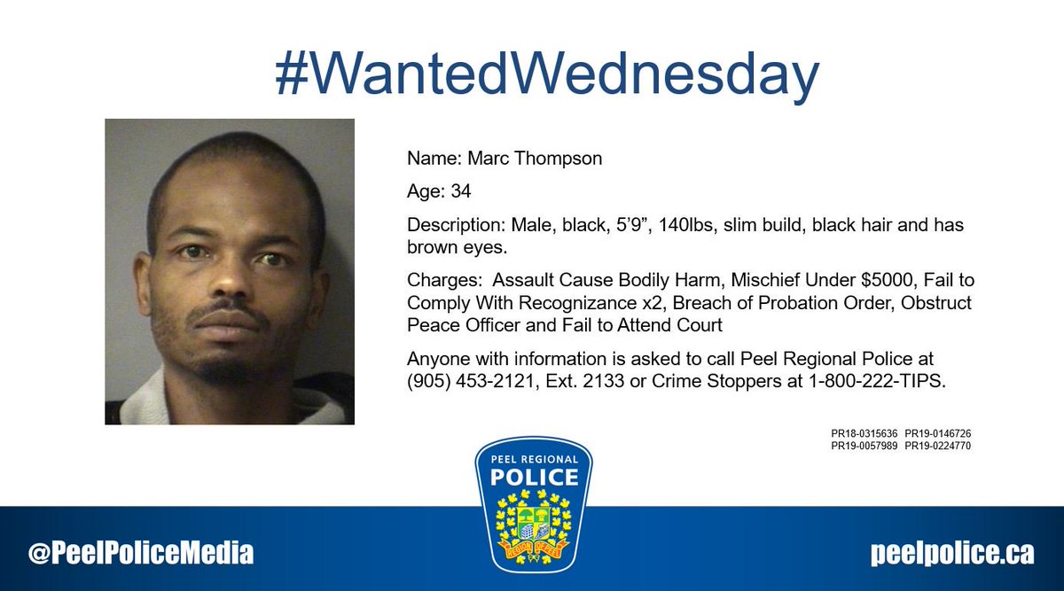 Peel Regional Police It S Wantedwednesday And Today We Need Your Help In Finding 34 Year Old Marc Thompson If You Know Where He Is Call Investigators At 905 453 2121 Ext 2133 Or Crime Peel Regional Police It S Wantedwednesday And Today We Need Your Help In Finding 34 Year Old Marc Thompson If You Know Where He Is Call Investigators At 905 453 2121 Ext 2133 Or Crime