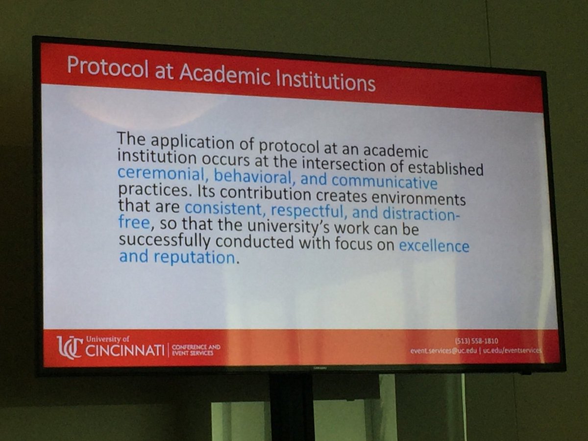 lizzie_king's tweet image. @uofcincy events and protocol professional Florine Postell shared this insightful description of our events and protocol landscape in #highered during today’s #protocolforum hosted by @PDIPOA