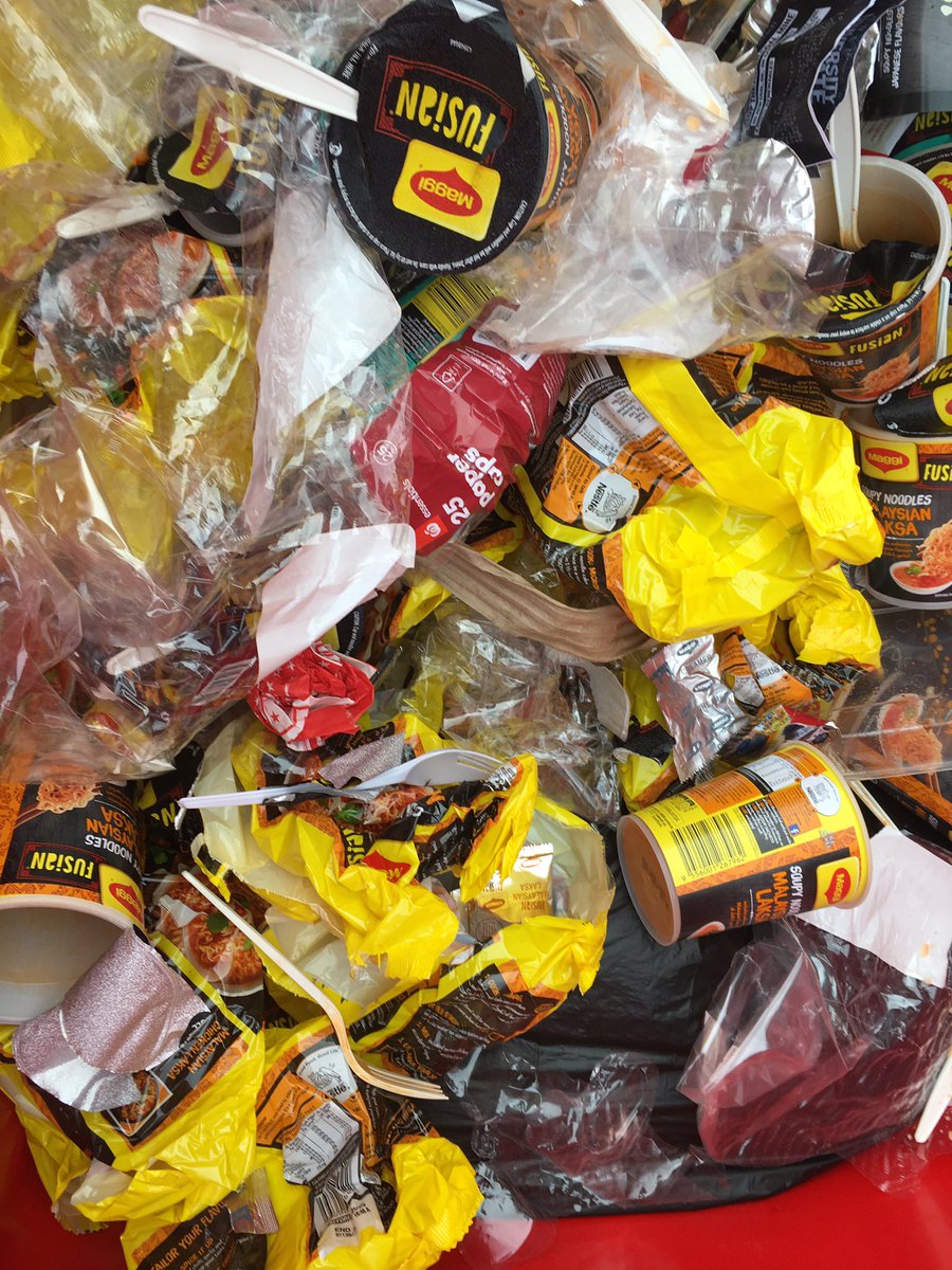 Hey <a href="/Nestle/">Nestlé</a> sick of reading about all ur sustainability awards and then seeing this on our campus @unimelb - handing out free #magginoodles to students and ending up with so much #singleuseplastic in landfill. So much for #PlasticFreeJuly