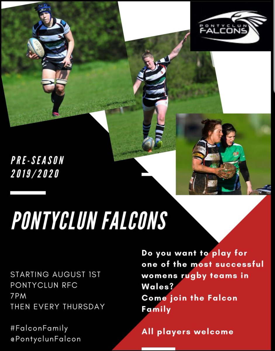 Come and be a part of something amazing... pre-season starts next week, 7pm at Pontyclun RFC #weneedyou #falconfamily
