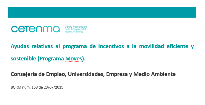 CETENMA's tweet photo. 📣#Ayudas a la movilidad eficiente y sostenible🚙🚲🔋🔌
✔️PROGRAMA MOVES
🔹Hasta 15.000€ para adquisición de vehículos
🔹Hasta 100.000€ para puntos de recarga y préstamo de bicis eléctricas
📅 Hasta el 31/12/2019
🔎https://t.co/2nYluW3mBQ
#VT #alertas #ProgramaMOVES https://t.co/oP2lc2VCIy