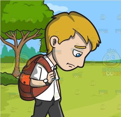 sad boy walking clipart