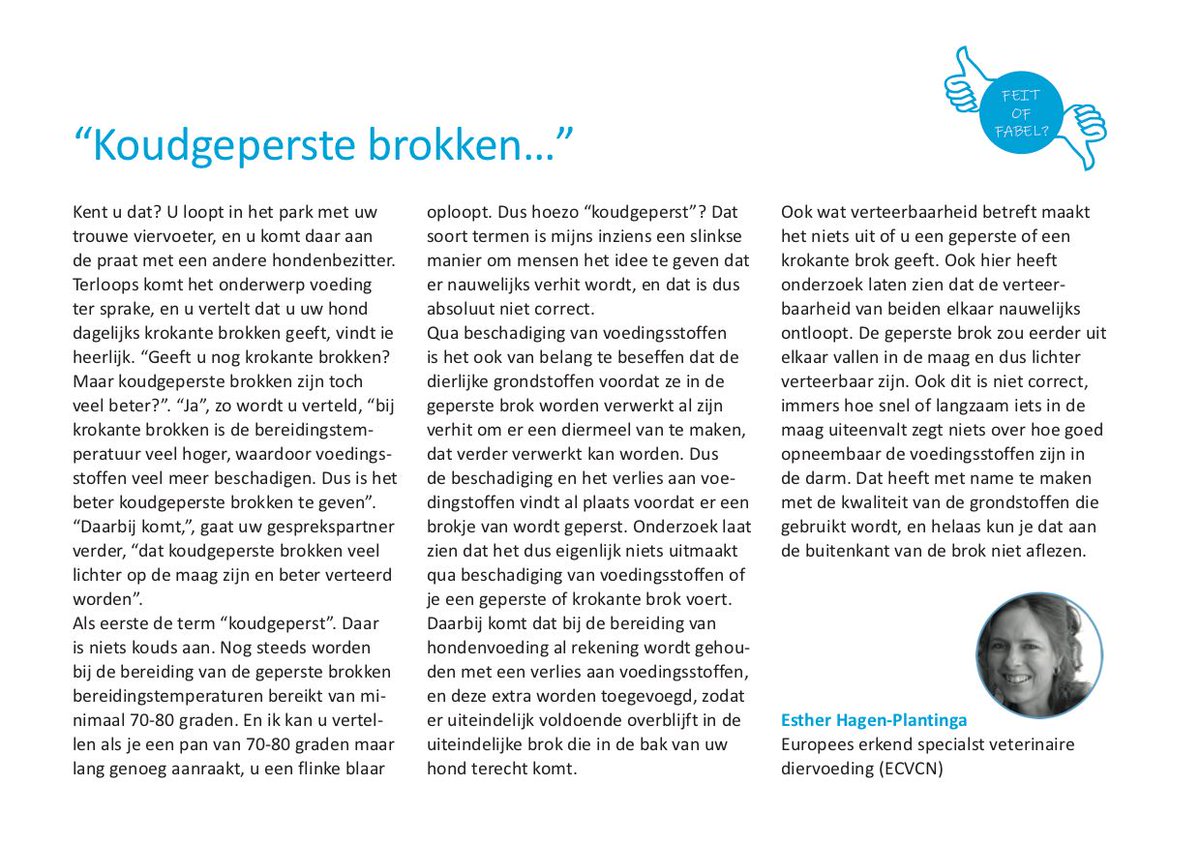 Koudgeperste hondenbrokken, klinkt verleidelijk met deze #hitte, of toch niet.... Lees erover in mijn column in de nieuwste #HartvoorDieren