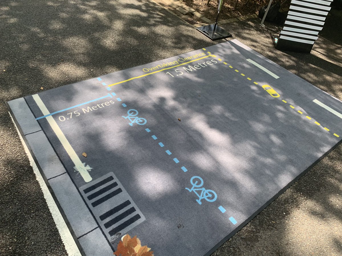 Our close -pass mats are showing how far a car should be from a cyclist when over taking.
