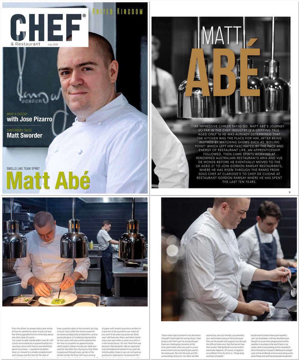 I was fortunate to interview talented Chef Matt Abé of @restaurant_gr @GordonRamsayGRR for the July issue @chefpublishing thanks for an insightful interview on your career to date, ambitions & friendship with @GordonRamsay the issue is out now! 📝 #finedining #writer
