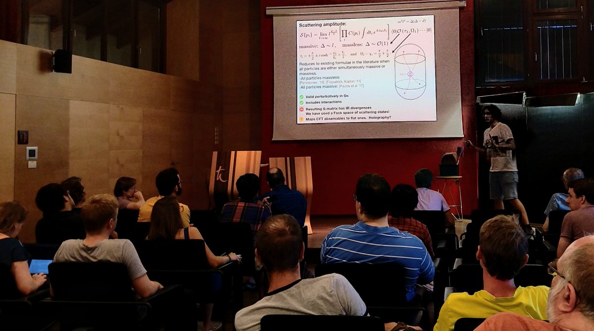 thermalization's tweet photo. Eliot Hijano @UBC @UBCphas talk at #2019gravity @Benasque_ @CCBPP on Flat space physics from AdS/CFT #MinkowskiSpacetime #FlatLimit #ScatteringAmpltude https://t.co/HMIuJTeHEs