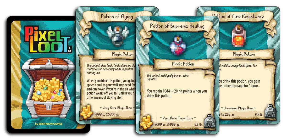 PixelLootCards's tweet photo. Sign up to my Patreon for only $3 and get early access to a new deck of loot cards featuring potions from #dnd 5e. Now with a brand new card design/layout, and #pixelart potion sprites from the talented @SelieltheShaper

https://t.co/wpt9wa04FZ https://t.co/t78q84SRH6