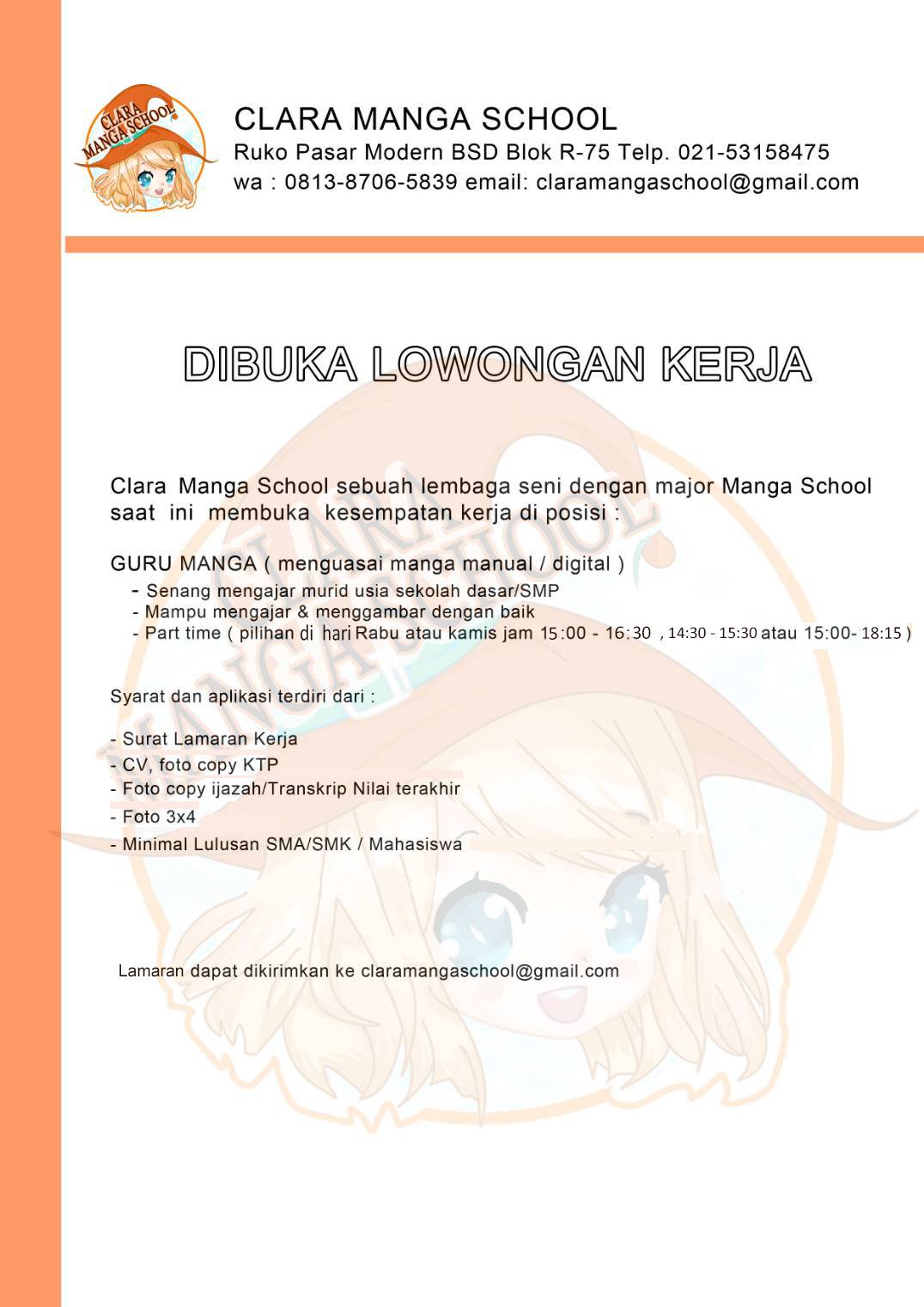 Clara Manga School Di Twitter Lowongan Pekerjaan Lowongan Lowonganpekerjaan Info Infolowongan Guru Gurugambar Mengajar Manga Lowongantangerang Lowongantangerangselatan Tangerang Tangerangselatan Lowongantangsel Tangsel Manga Drawing