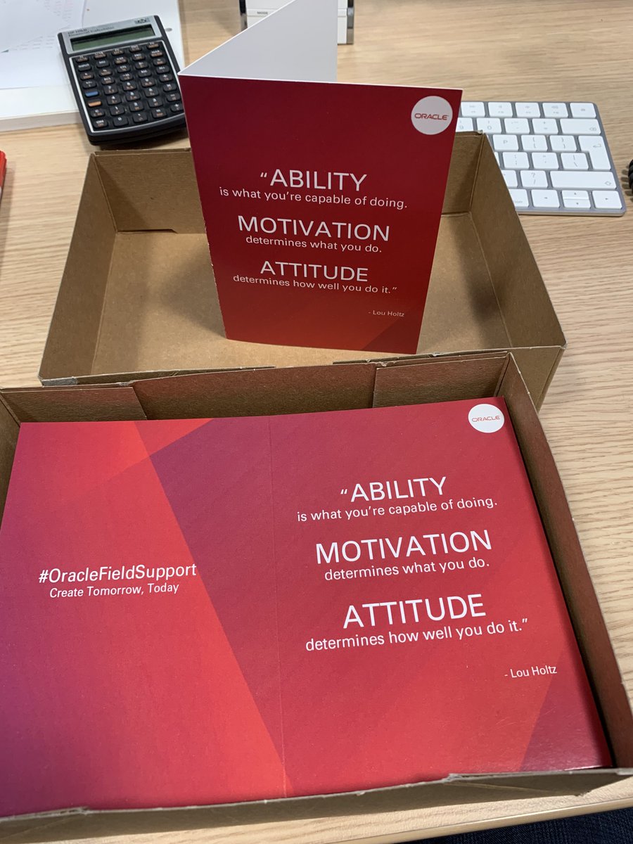 grantrickard's tweet image. The new "Right Attitude" cards arrived. Better get cracking as I have a large backlog. In this day and age of digital, I still like to write a handwritten note to recognise staff personally. #OFS #OracleFieldSupport #RightAttitude