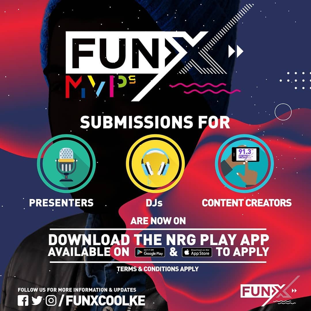 FunXCoolKE's tweet photo. Are you willing to follow your DREAM? Do you want to be the next BIG thing? Do you see yourself being part of the biggest  GOSPEL Radio station? It is you we are looking for. Submissions for the #FUNXMVPs are still on!!! 
Download the NRG Play App and apply. 😎🔥😉 https://t.co/lWJDFWGWOH