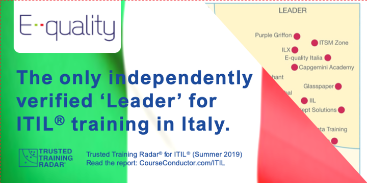 <a href="/equality_news/">imlearning.it</a> è stata nominata "Leader" per la formazione ITIL, basandosi su 6217 report di aziende e partecipanti. Leggi il report <a href="/CourseConductor/">Course Conductor</a> Trusted Training Radar per ITIL qui  buff.ly/2EcYqqi… #ITIL4 #ITIL3 #ITSM #AXELOS  #ITIL