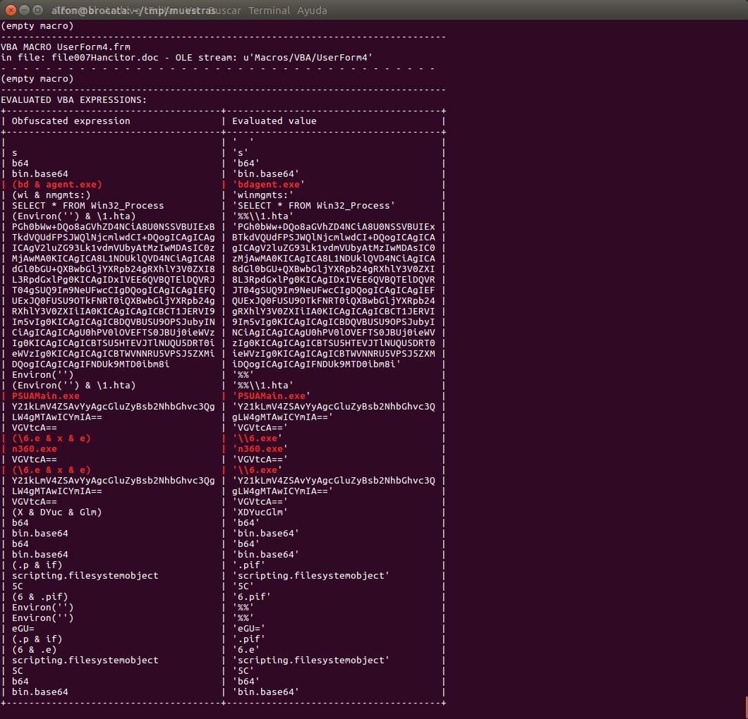 seguridadyredes's tweet image. La macro gaditana Sub killo() #olevba y #ViperMonkey

1.-  #olevba -a --decode --reveal --deobf file007Hancitor.doc 

2,3.-  #vmonkey -l warning --strip -e file007Hancitor.doc | colout &apos;.*killo.*&apos; blue | colout &apos;.*\.exe&apos; red