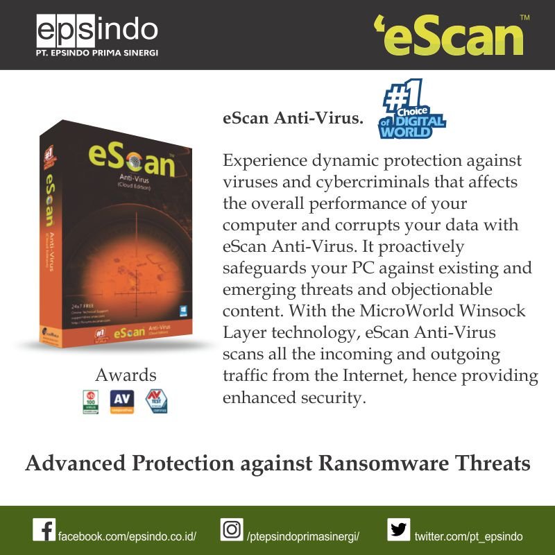 pt_epsindo's tweet image. eScan Anti-Virus.

Experience dynamic protection against viruses and cybercriminals that affects the overall performance of your computer and corrupts your data with eScan Anti-Virus. 
Contact us
+62 21 6231 8661
sales@epsindo.co.id
epsindo.co.id

#escanantivirus
#escan