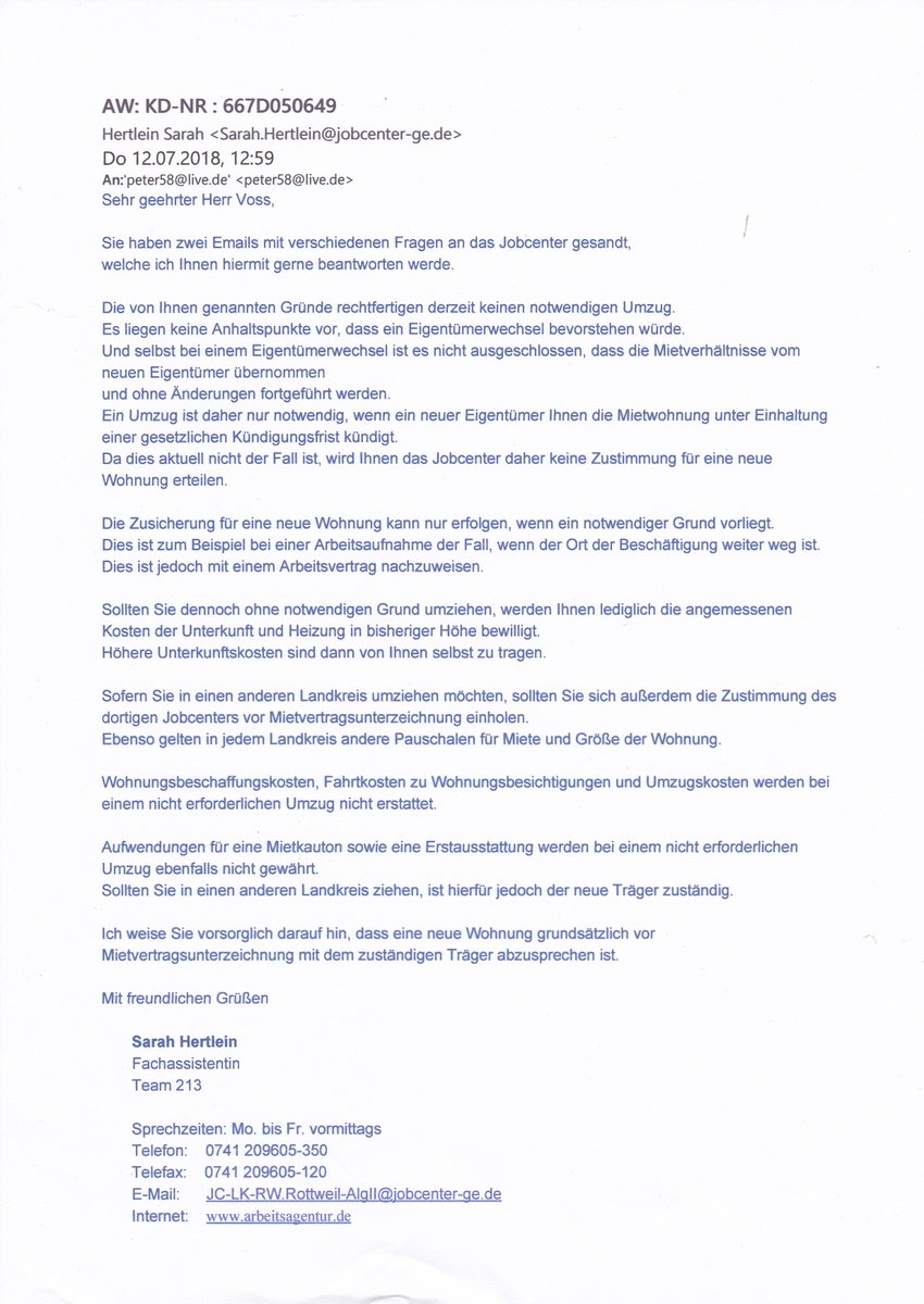 PeterGnter's tweet photo. @Bundesagentur jede Umzugsbereitschaft wird so vom Jobcenter in D-78628 Rottweil massiv verhindert. Und jeder Versuch eine Arbeitsstelle zu bekommen ist von diesem Wohnort mit den öffentlichen Verkehrsverbindungen nicht realisierbar. https://t.co/Rb1DOnMyJt