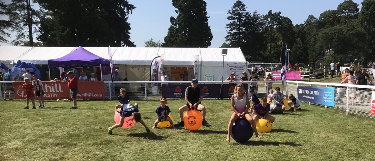 worldaltgames's tweet photo. Day three of the fantastic #RoyalWelshShow in #Builth. The #WorldAlternativeGames team are situated in the #SportsVillage. If you’re coming along, do come and join in the fun of our activities at 1030, 1230, 1545: spacehoppers, plank racing, horseshoe throwing. Fun for ALL ages! https://t.co/jJFRs0jHMV