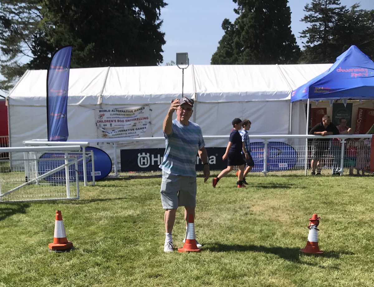 worldaltgames's tweet photo. Day three of the fantastic #RoyalWelshShow in #Builth. The #WorldAlternativeGames team are situated in the #SportsVillage. If you’re coming along, do come and join in the fun of our activities at 1030, 1230, 1545: spacehoppers, plank racing, horseshoe throwing. Fun for ALL ages! https://t.co/jJFRs0jHMV