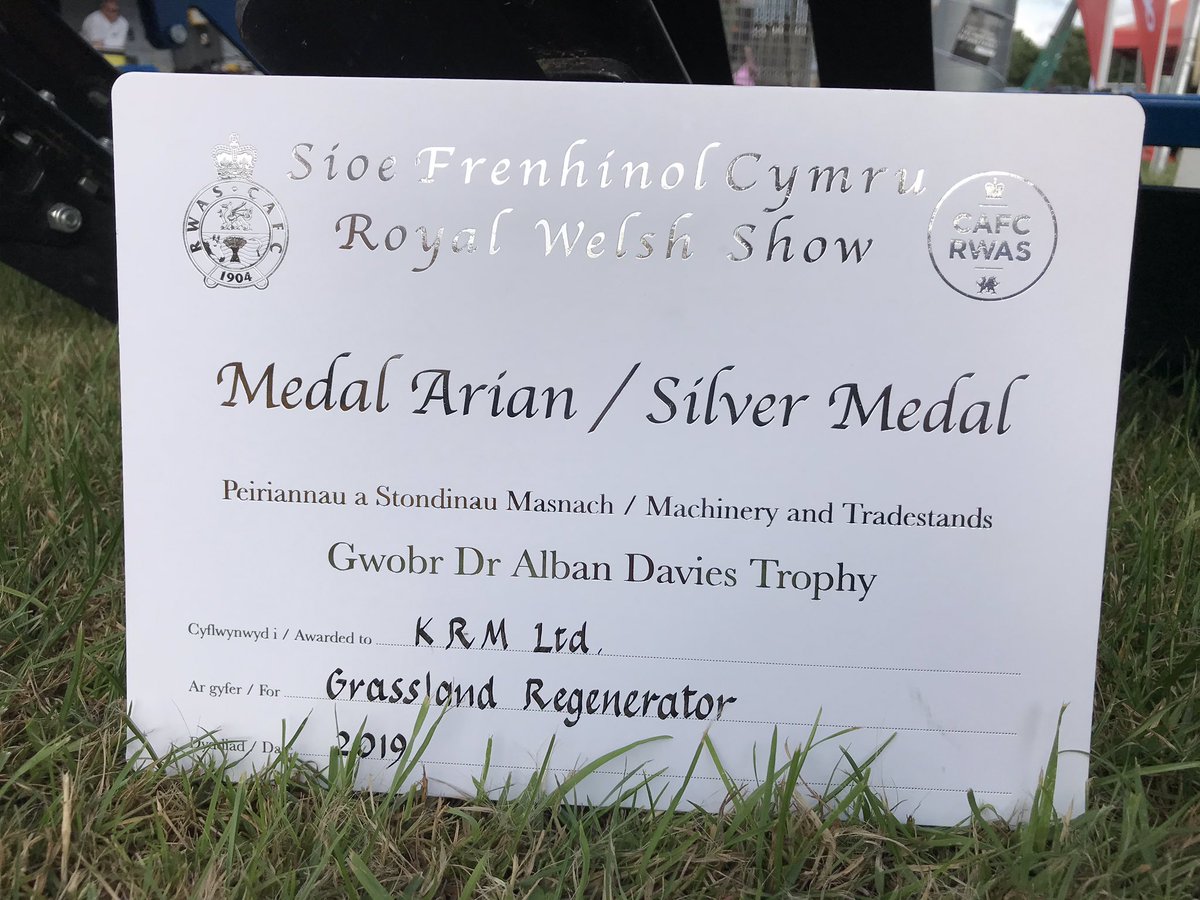 KRM Carré Grassland Regenerator wins a Silver Medal at the  <a href="/royalwelshshow/">Royal Welsh Agricultural Society</a>  - Stand H466