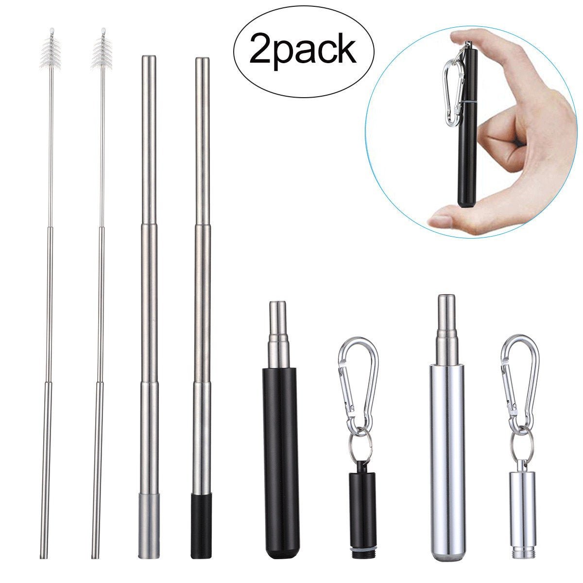 Excited to share the latest addition to my #etsy shop: Stainless Steel Drinking Straw Collapsible & Adjustable 2 PACK etsy.me/2Ys1nO6 #housewares #black #metal #metalstraw #collapsiblestraw #reusablestrawincase #stainlesssteelstraw #traveldrinkstraw #rcdshopus