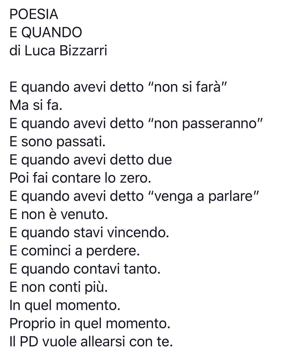 LucaBizzarri's tweet image. Ho scritto una breve poesia.
Si intitola “E quando”.